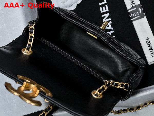 Chanel Mini Flap Bag in Black Shiny Lambskin Gold Tone Metal AS5026 Replica