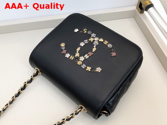 Chanel Mini Flap Bag in Black with Charm Logo on the Front Replica