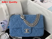 Chanel Mini Flap Bag in Blue Denim and Silver Tone Metal AS3828 Replica