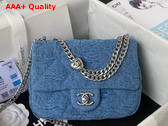 Chanel Mini Flap Bag in Blue Denim with Silver Tone Metal AS3829 Replica