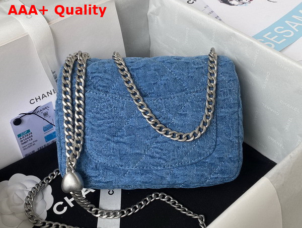 Chanel Mini Flap Bag in Blue Denim with Silver Tone Metal AS3829 Replica