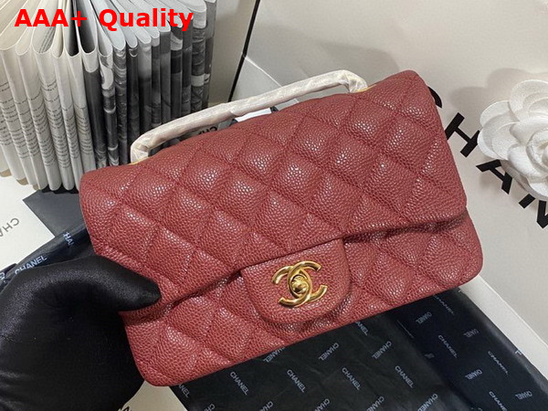 Chanel Mini Flap Bag in Burgundy Grained Calfskin Gold Tone Metal AS3757 Replica