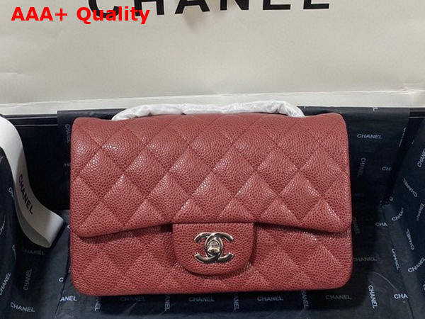 Chanel Mini Flap Bag in Burgundy Grained Calfskin Gold Tone Metal AS3757 Replica