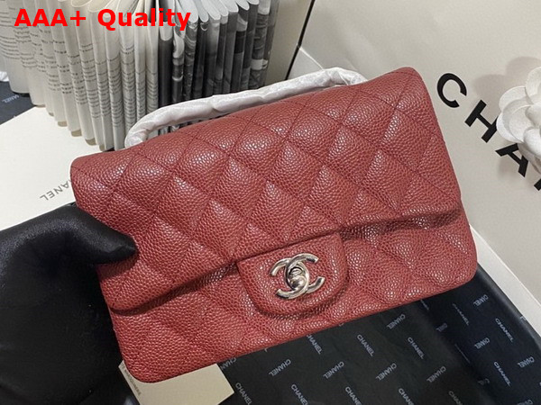 Chanel Mini Flap Bag in Burgundy Grained Calfskin Gold Tone Metal AS3757 Replica