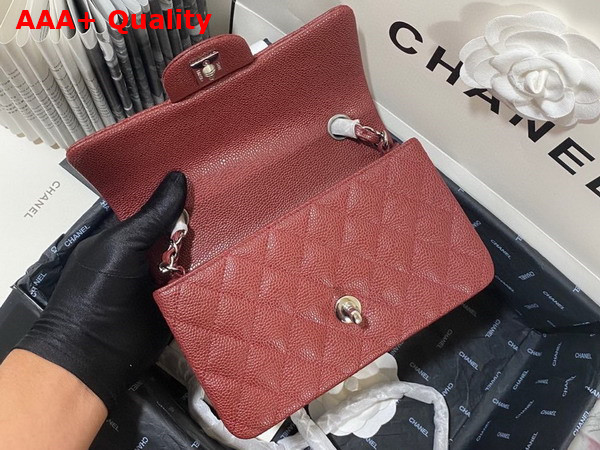 Chanel Mini Flap Bag in Burgundy Grained Calfskin Gold Tone Metal AS3757 Replica