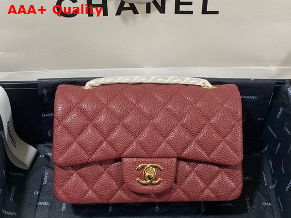 Chanel Mini Flap Bag in Burgundy Grained Calfskin Gold Tone Metal AS3757 Replica