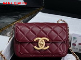 Chanel Mini Flap Bag in Burgundy Shiny Lambskin Gold Tone Metal AS5026 Replica