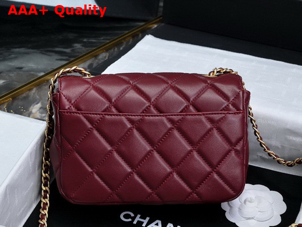 Chanel Mini Flap Bag in Burgundy Shiny Lambskin Gold Tone Metal AS5026 Replica