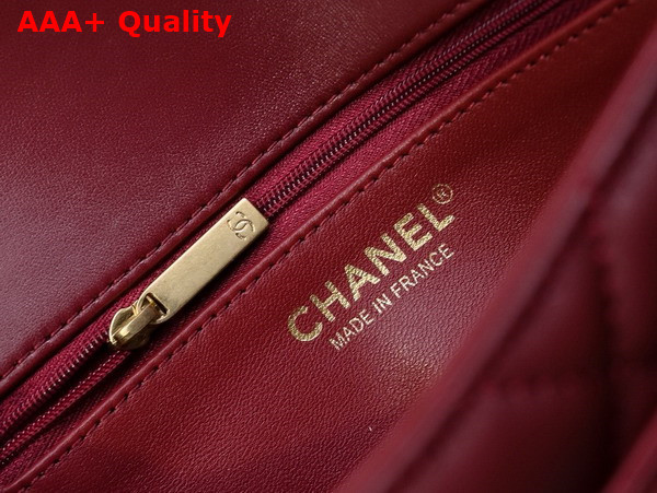 Chanel Mini Flap Bag in Burgundy Shiny Lambskin Gold Tone Metal AS5026 Replica