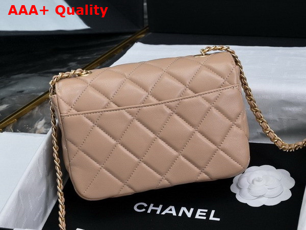 Chanel Mini Flap Bag in Dark Beige Shiny Lambskin Gold Tone Metal AS5026 Replica