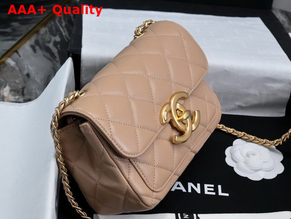 Chanel Mini Flap Bag in Dark Beige Shiny Lambskin Gold Tone Metal AS5026 Replica