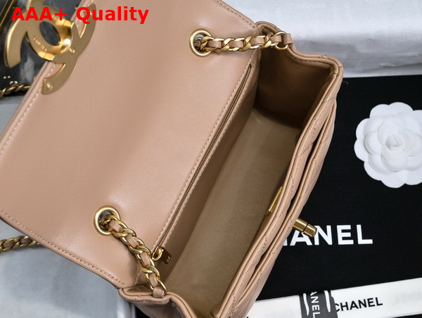 Chanel Mini Flap Bag in Dark Beige Shiny Lambskin Gold Tone Metal AS5026 Replica