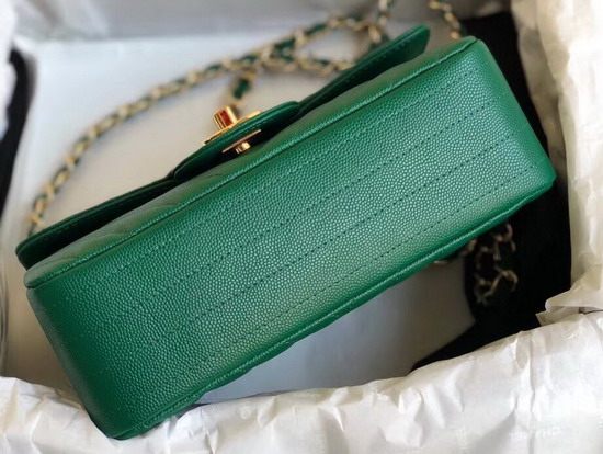 Chanel Mini Flap Bag in Green Grained Calfskin Chevron Detail