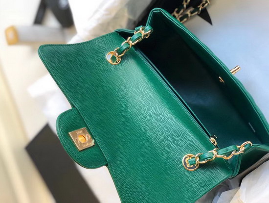 Chanel Mini Flap Bag in Green Grained Calfskin Chevron Detail