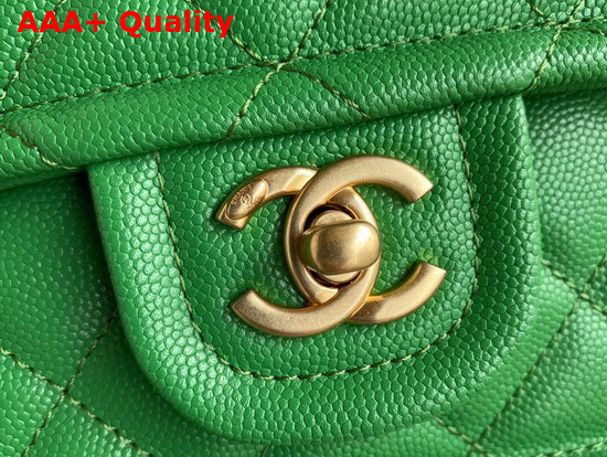 Chanel Mini Flap Bag in Green Grained Calfskin with Gold Metal Replica