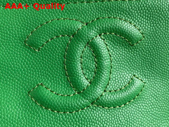 Chanel Mini Flap Bag in Green Grained Calfskin with Gold Metal Replica