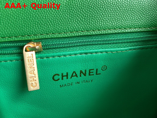 Chanel Mini Flap Bag in Green Grained Calfskin with Gold Metal Replica