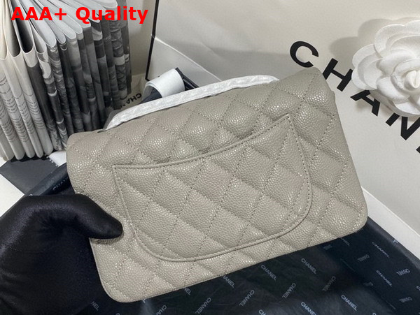 Chanel Mini Flap Bag in Grey Grained Calfskin Silver Tone Metal AS3757 Replica