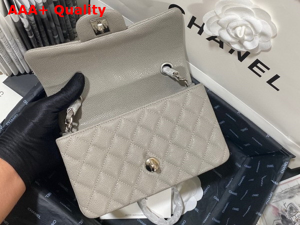 Chanel Mini Flap Bag in Grey Grained Calfskin Silver Tone Metal AS3757 Replica