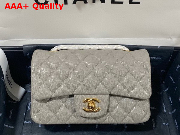 Chanel Mini Flap Bag in Grey Grained Calfskin Silver Tone Metal AS3757 Replica