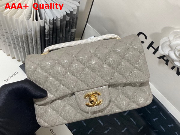 Chanel Mini Flap Bag in Grey Grained Calfskin Silver Tone Metal AS3757 Replica