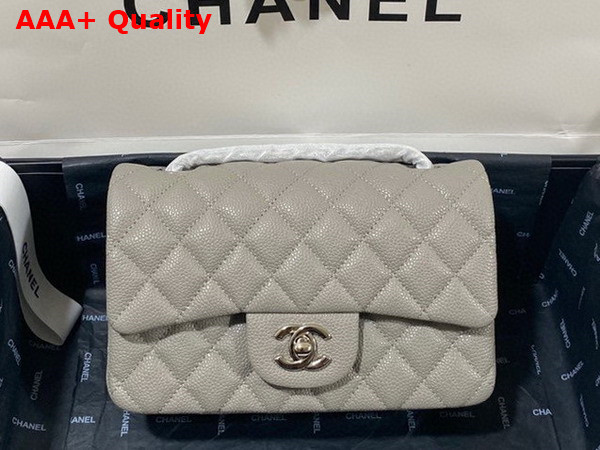 Chanel Mini Flap Bag in Grey Grained Calfskin Silver Tone Metal AS3757 Replica