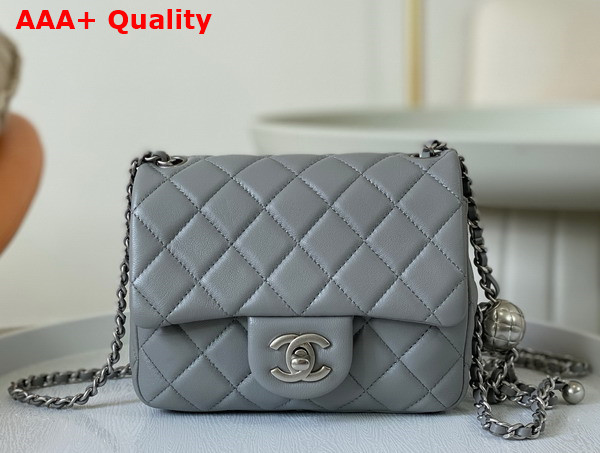 Chanel Mini Flap Bag in Grey Lambskin AS1786 Replica