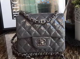 Chanel Mini Flap Bag in Grey Patent Leather