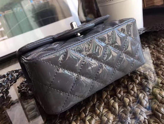 Chanel Mini Flap Bag in Grey Patent Leather