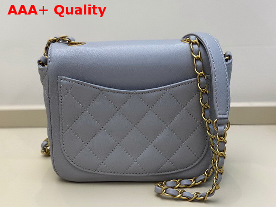 Chanel Mini Flap Bag in Light Blue with Charm Logo on the Front Replica