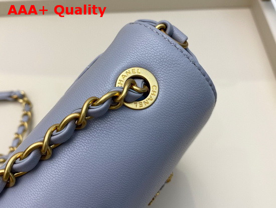 Chanel Mini Flap Bag in Light Blue with Charm Logo on the Front Replica