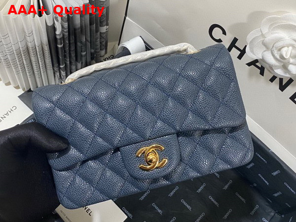 Chanel Mini Flap Bag in Navy Blue Grained Calfskin Gold Tone Metal AS3757 Replica