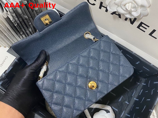 Chanel Mini Flap Bag in Navy Blue Grained Calfskin Gold Tone Metal AS3757 Replica