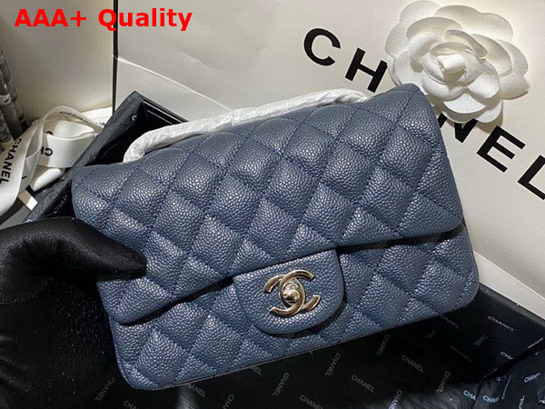 Chanel Mini Flap Bag in Navy Blue Grained Calfskin Gold Tone Metal AS3757 Replica