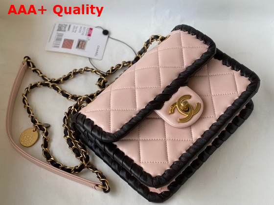 Chanel Mini Flap Bag in Pink Braided Lambskin Replica