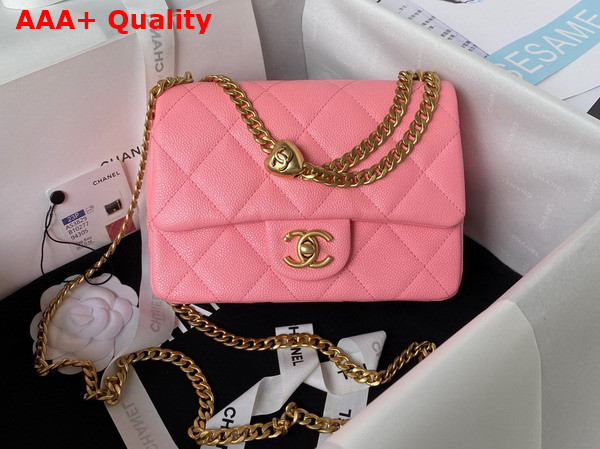 Chanel Mini Flap Bag in Pink Grained Calfskin and Gold Tone Metal AS3829 Replica