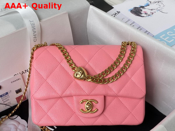 Chanel Mini Flap Bag in Pink Grained Calfskin and Gold Tone Metal AS3829 Replica