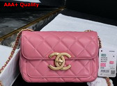 Chanel Mini Flap Bag in Pink Shiny Lambskin Gold Tone Metal AS5026 Replica