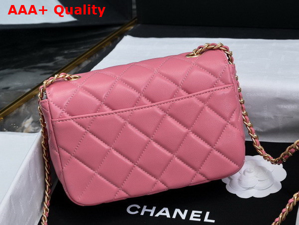 Chanel Mini Flap Bag in Pink Shiny Lambskin Gold Tone Metal AS5026 Replica