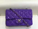 Chanel Mini Flap Bag in Purple Patent Leather Silver Hardware