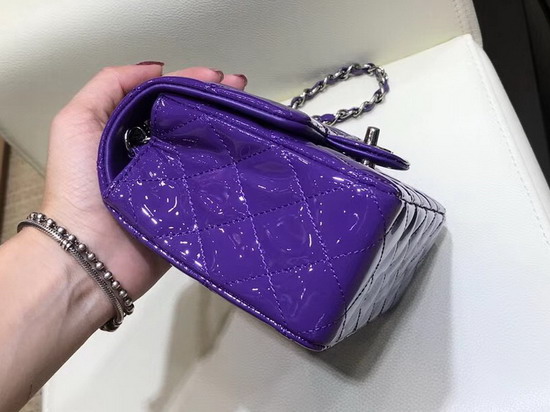 Chanel Mini Flap Bag in Purple Patent Leather Silver Hardware