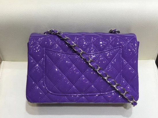 Chanel Mini Flap Bag in Purple Patent Leather Silver Hardware