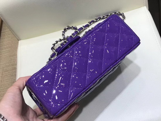 Chanel Mini Flap Bag in Purple Patent Leather Silver Hardware