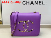 Chanel Mini Flap Bag in Purple with Charm Logo on the Front Replica