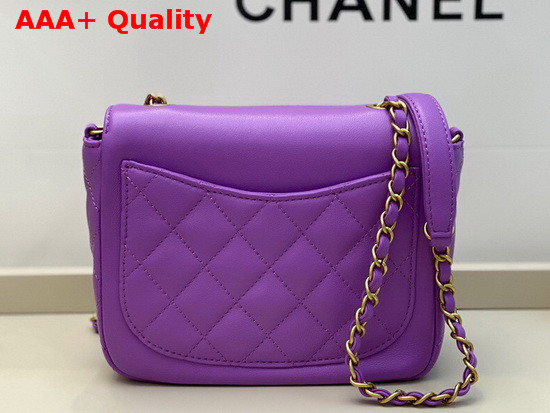 Chanel Mini Flap Bag in Purple with Charm Logo on the Front Replica