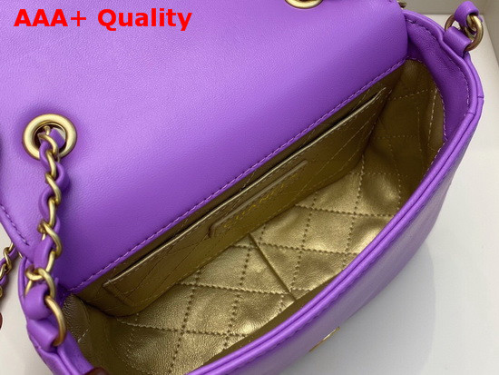 Chanel Mini Flap Bag in Purple with Charm Logo on the Front Replica