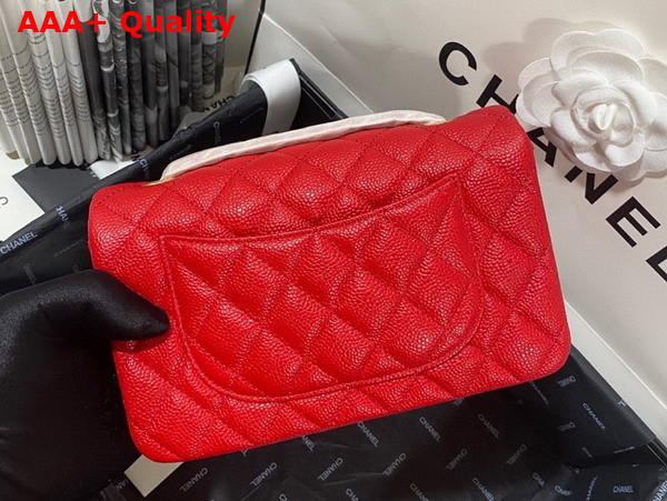 Chanel Mini Flap Bag in Red Grained Calfskin Gold Tone Metal AS3757 Replica