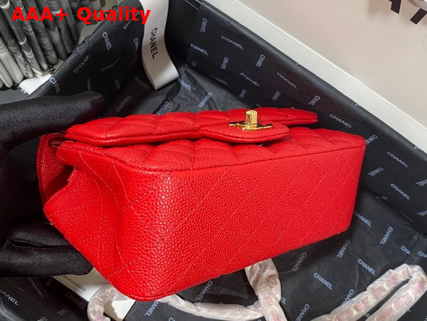 Chanel Mini Flap Bag in Red Grained Calfskin Gold Tone Metal AS3757 Replica