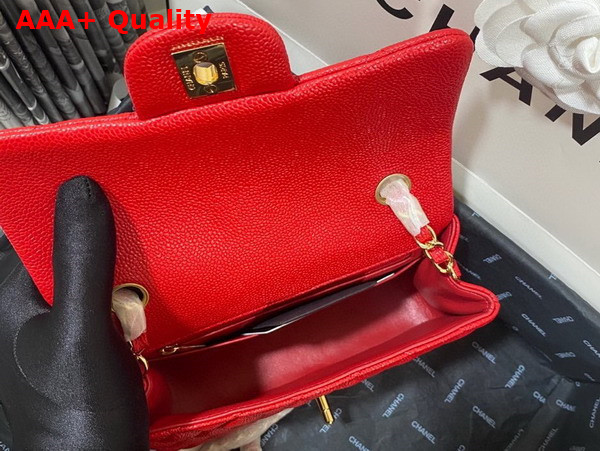 Chanel Mini Flap Bag in Red Grained Calfskin Gold Tone Metal AS3757 Replica