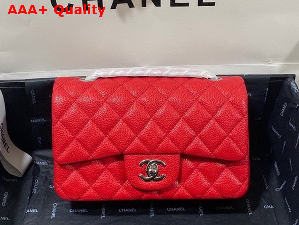 Chanel Mini Flap Bag in Red Grained Calfskin Gold Tone Metal AS3757 Replica